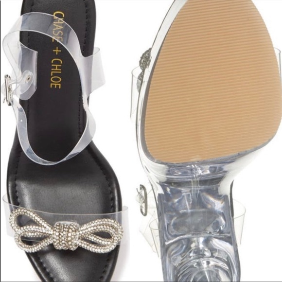 Serenity Rhinestone Bow Clear Platform Sandal Size 9 By Chase & Chloe … - Picture 2 of 14
